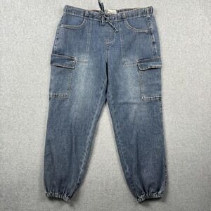 No Boundaries Jeans Womens L 12-14 Cargo Jogger Drawstring Y2K Skater Baggy